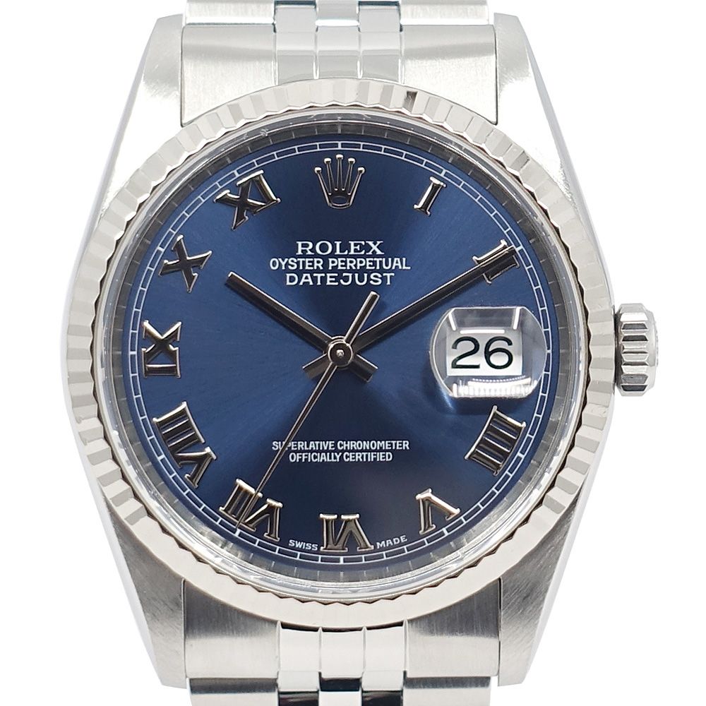 【栄】ロレックス ROLEX 腕時計 デイトジャスト36 16234 ブルーローマ P番 ジュビリーブレス SS/WG 男性 自動巻き 箱