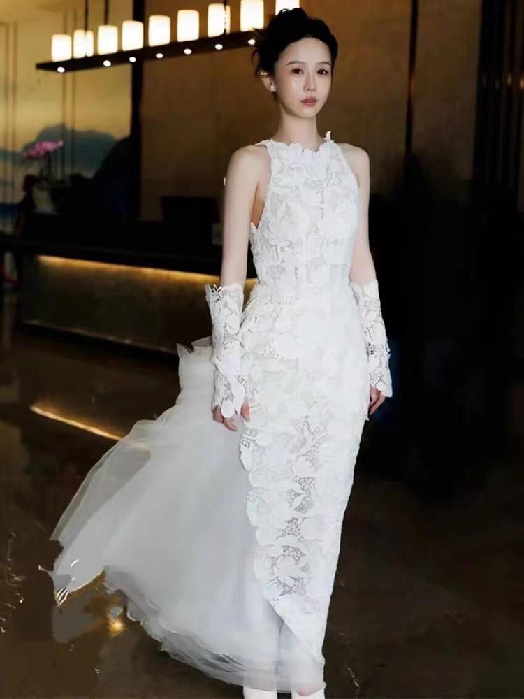 ウェディングドレス 白 パニエ/手袋/ベール追加可能 プリンセスライン