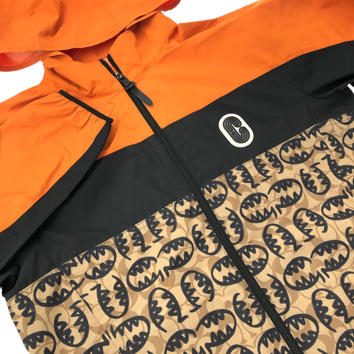 良好 COACH コーチ×GUANG YU  フーディナイロンジャケット サイズ:XS  オレンジ  メンズ シグネチャー　240002230791 良好 COACH コーチ×GUANG YU フーディナイロンジャケット サイズ:XS