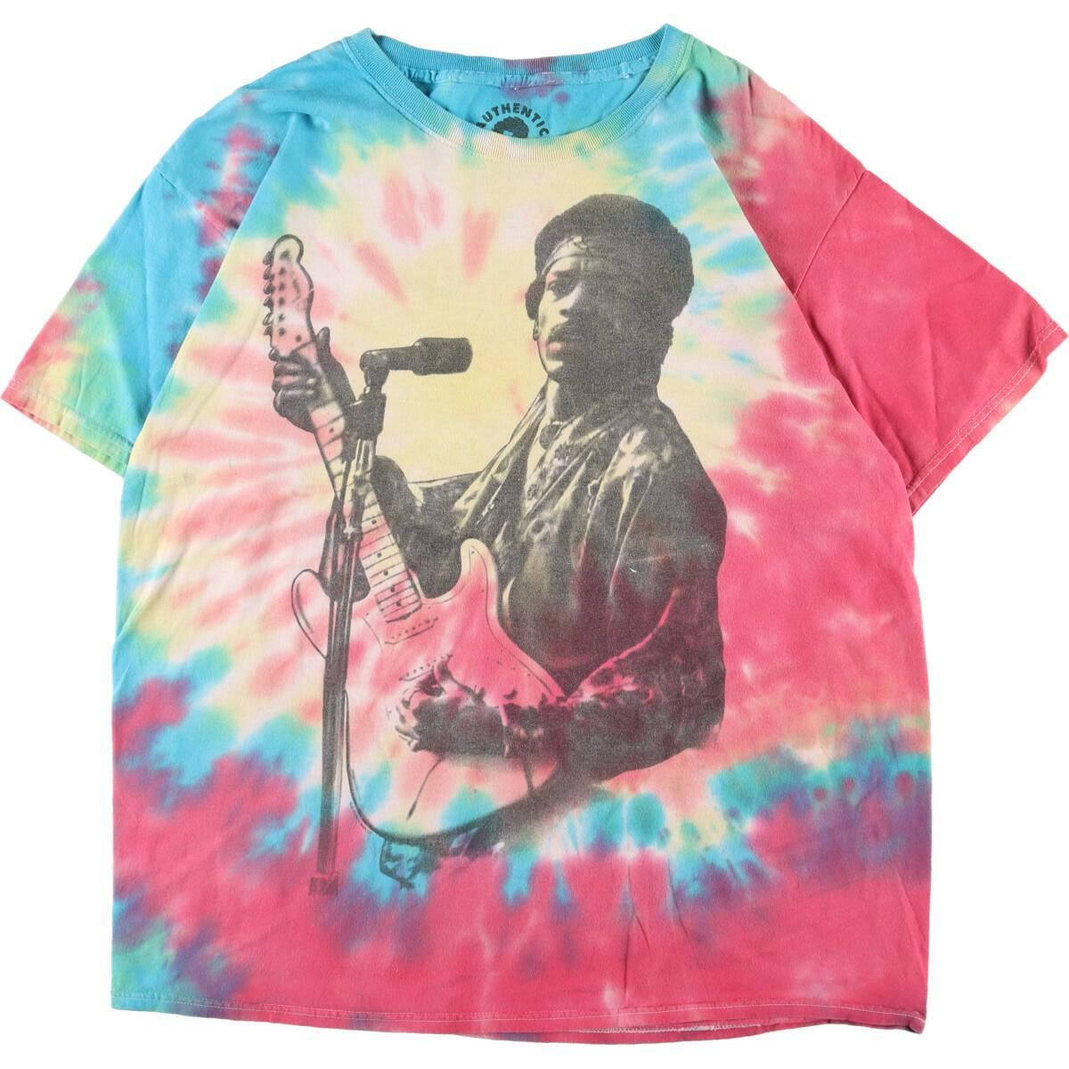 古着 AUTHENTIC HENDRIX JIMI HENDRIX ジミヘンドリックス タイダイ柄 バンドTシャツ バンT メンズL  /eaa324623