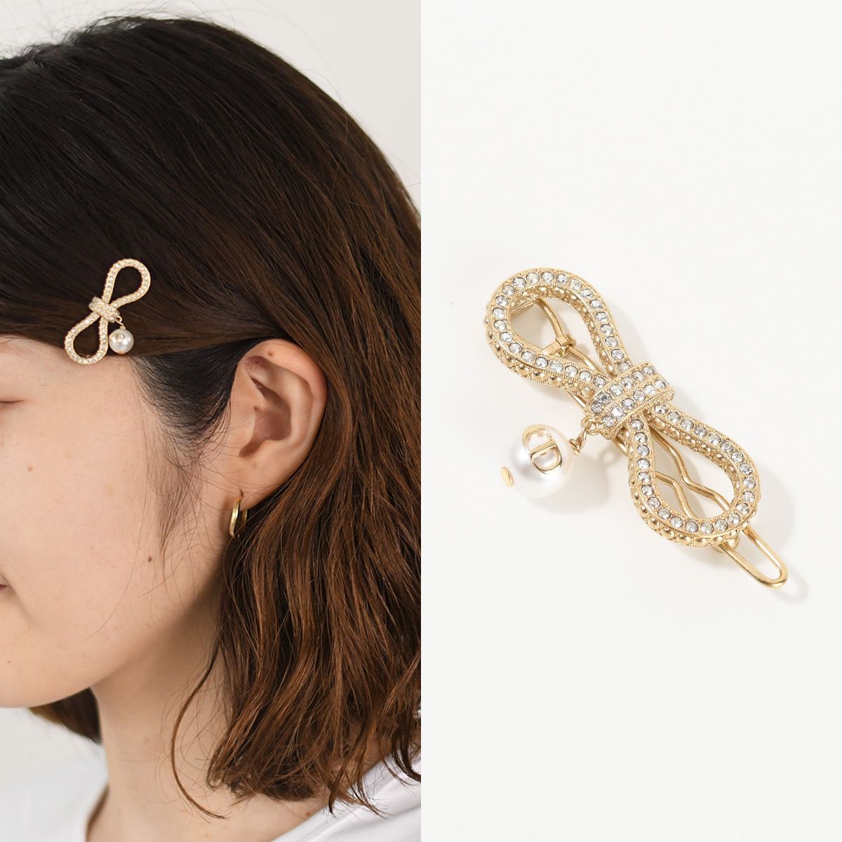 Le Nœud de Dior バレッタ メタル・レジンパール・クリスタル 【公式通販】 Le Nœud de Dior バレッタ メタル・レジンパール・クリスタル 【公式通販】