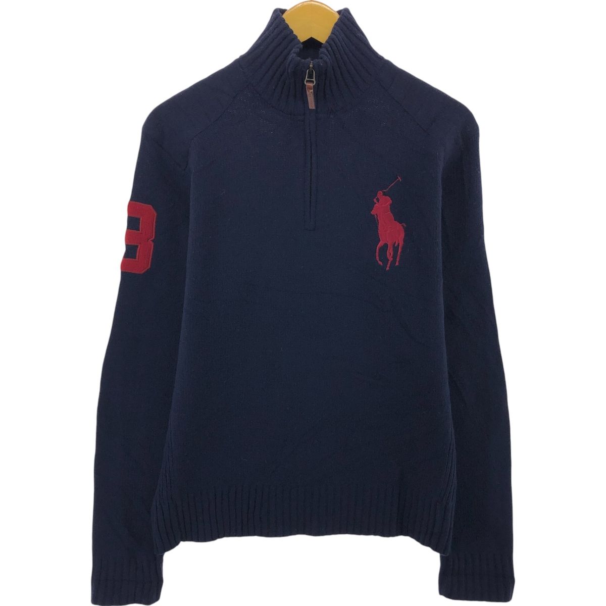 古着 ラルフローレン Ralph Lauren POLO by Ralph Lauren ビッグポニー ウールニットハーフジップセーター メンズM相当/eaa492149