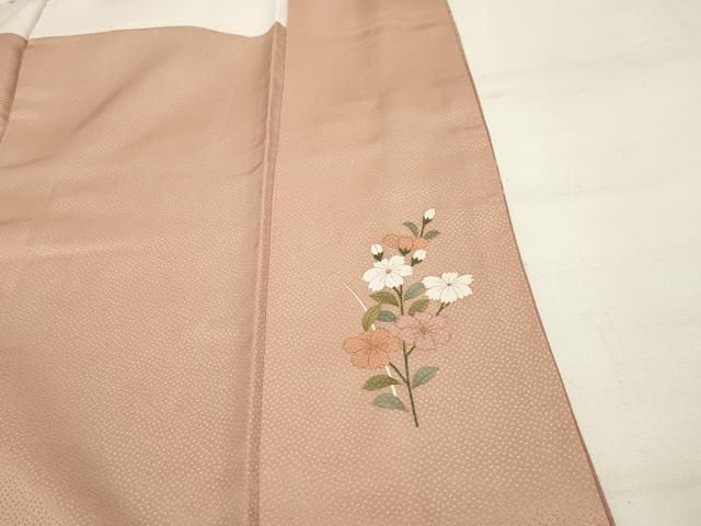 平和屋着物□色留訪問着 駒刺繍 地紙松花文 金彩 正絹