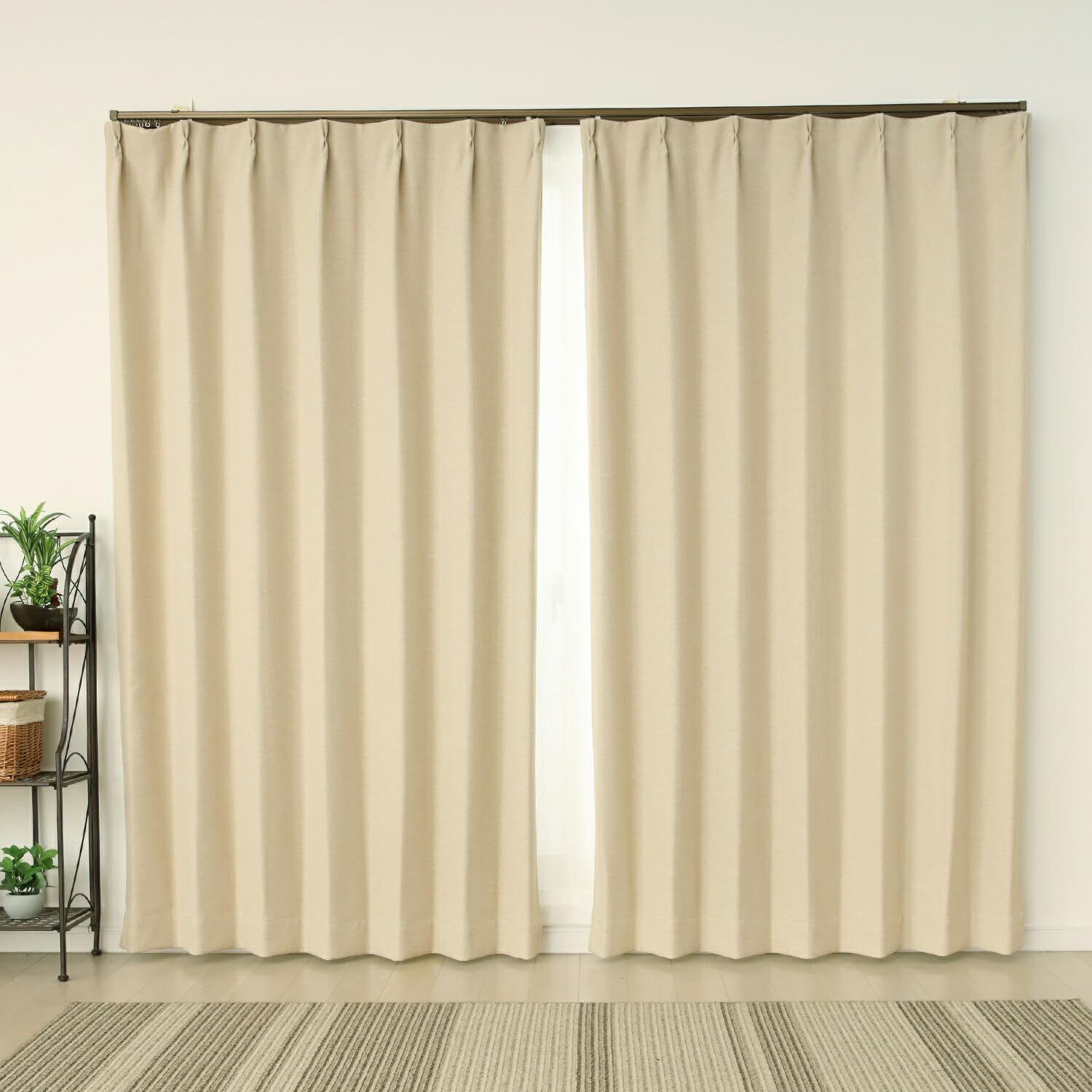 【特価商品】防寒 省エネ 断熱 断熱 無地 100×210 幅100x丈210cm2枚組 おしゃれ 二重織り 5388ベージュBE 洗える 1級遮光 遮光カーテン