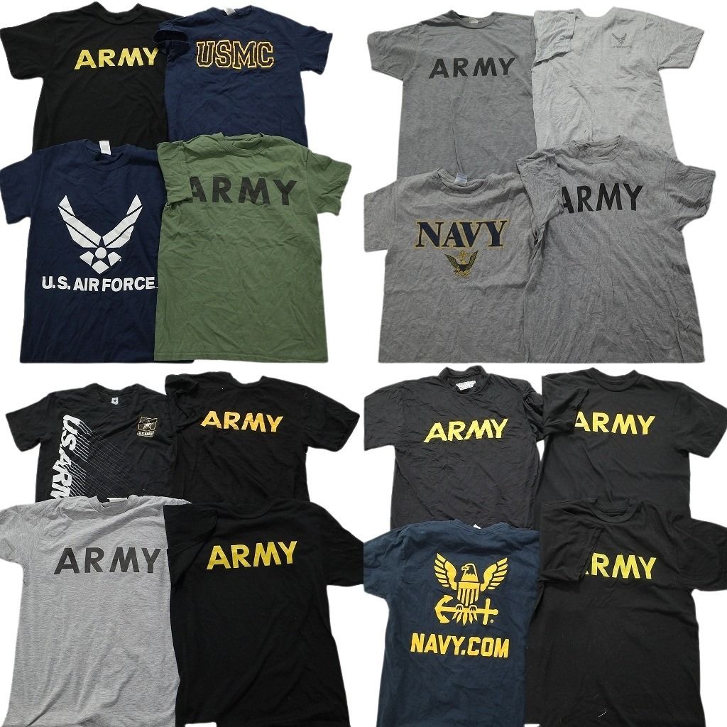 古着卸 ミリタリー 半袖Tシャツ 16枚セット メンズ Ｓ エアフォース NAVY ワンポイント カーキ 古着 NA1875