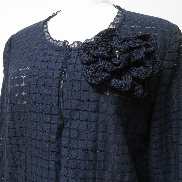 anc インゲボルグ INGEBORG ジャケット 3 紺 ノー チェック レース 花モチーフ 薄手 レディース 957682 SIROKUMA-CORPORATION_COM