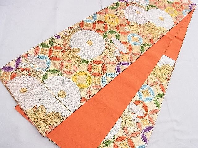 平和屋着物◎六通柄袋帯 唐織 花七宝文 金銀糸 逸品 BAAE9269hz