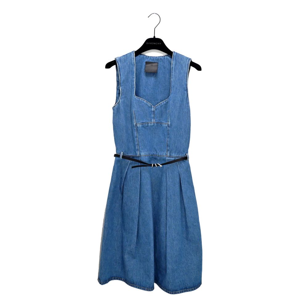 [Meito] Givenchy Sleeveless Dress with Denim Belt, Blue, 36 Sizes, Women's Apparel Clothes