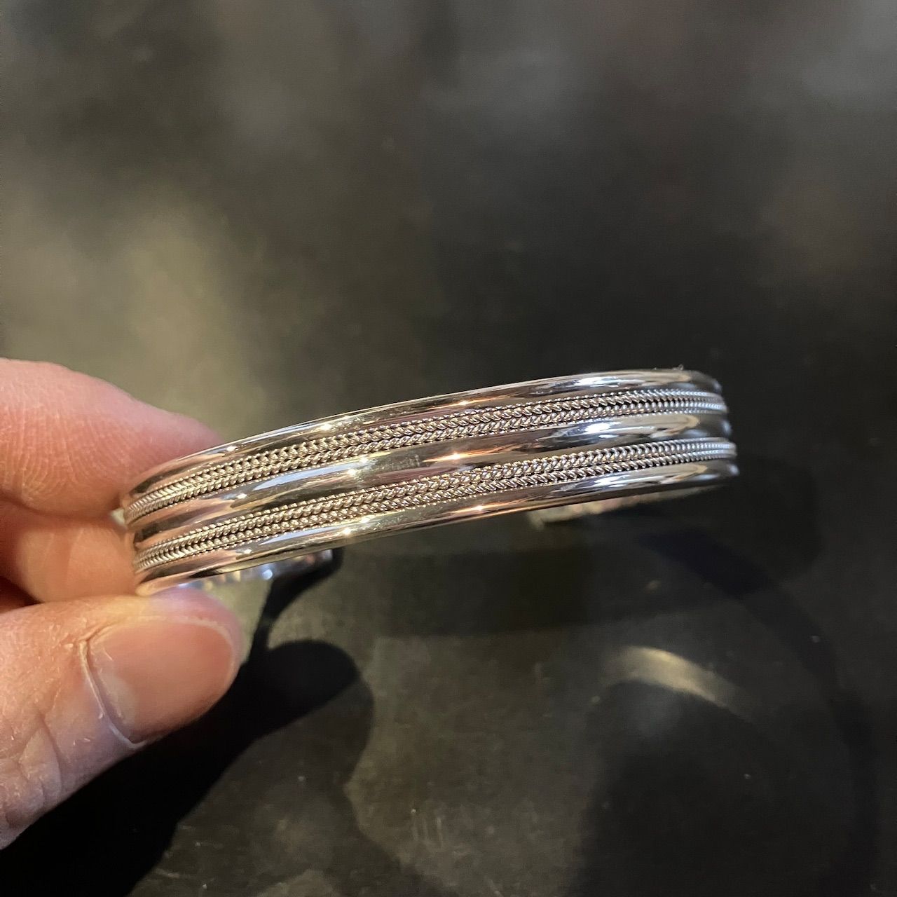 SILVER925 NATIVE DESIGN WIDE BRACELET/シルバー/バングル