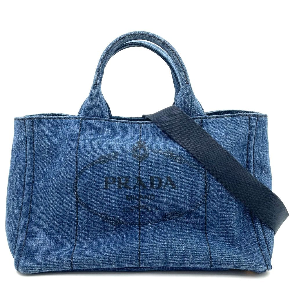 プラダ PRADA  ハンドバッグ カナパ  デニム インディゴ ゴールド金具