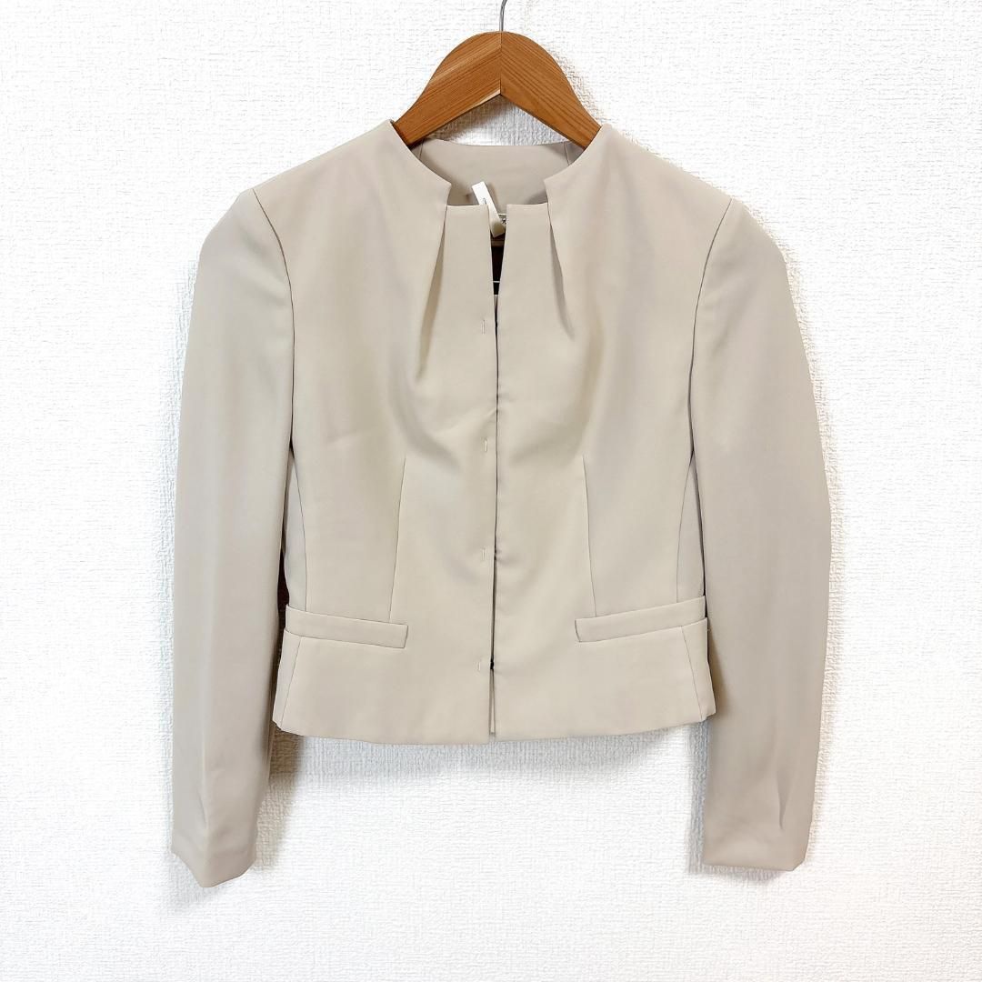 エポカ パンツスーツセットアップ ノーカラー 38 無地 ライトベージュ