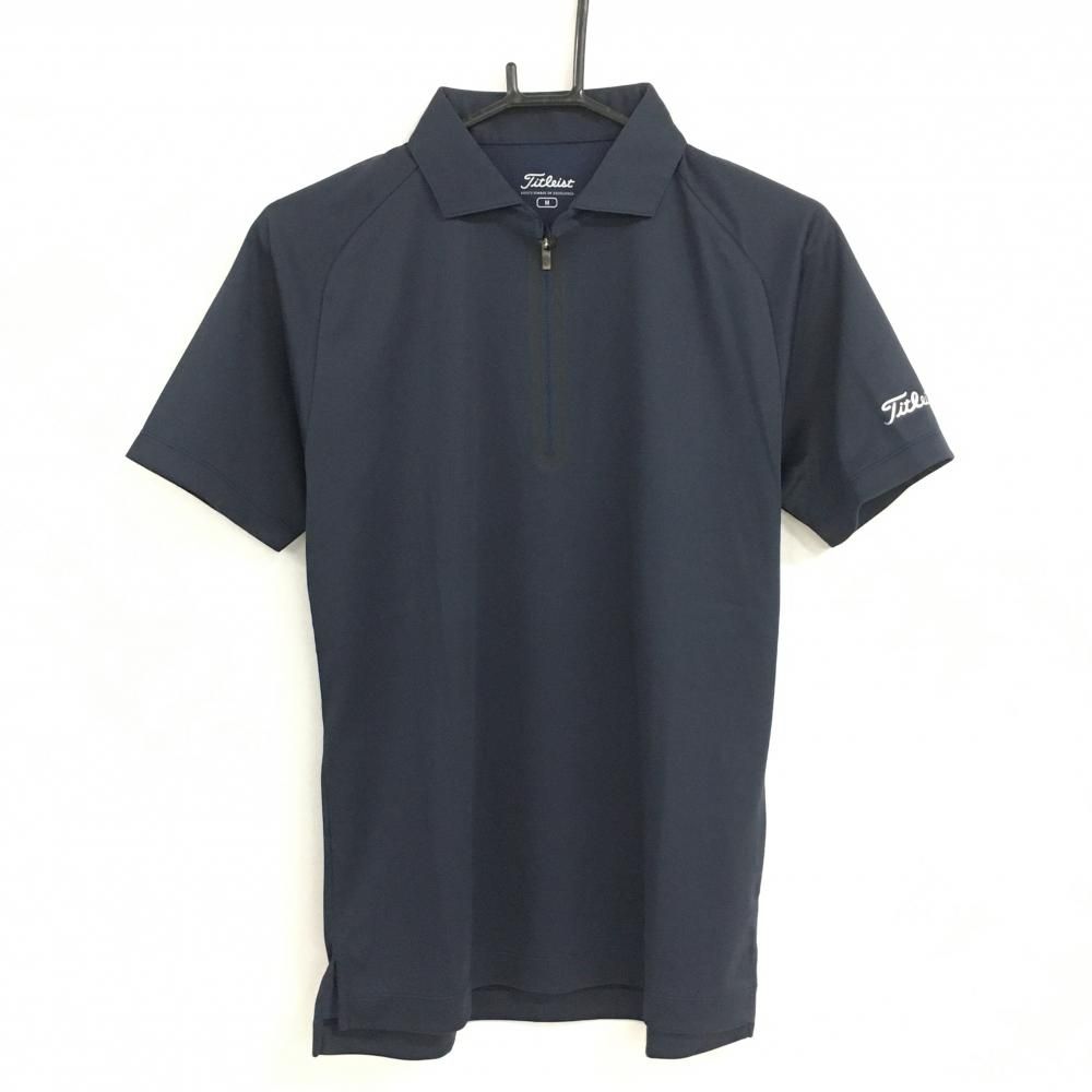 新品】タイトリスト 半袖ポロシャツ ネイビー ハーフジップ 晴雨