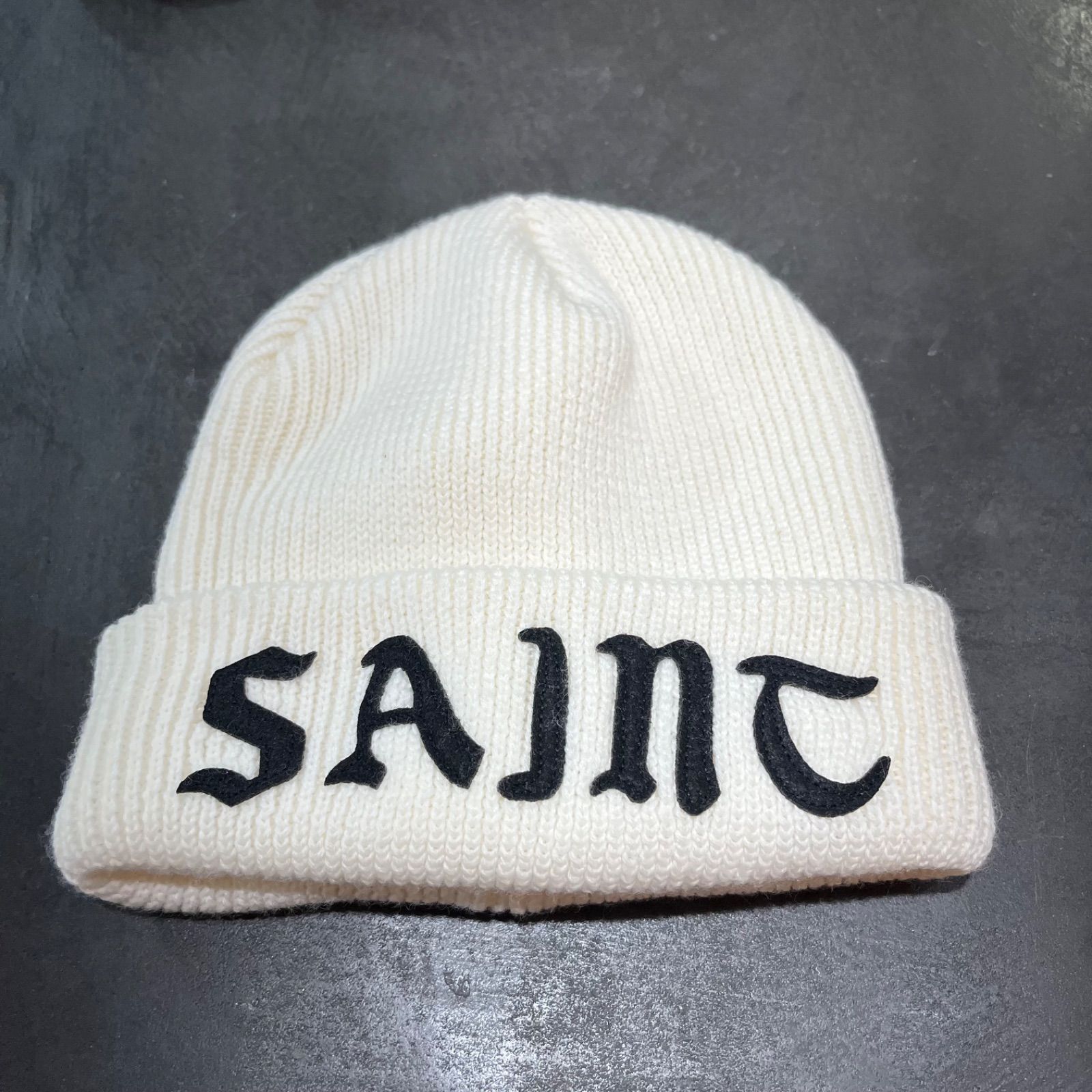 SAINT MICHAEL 24AW KNIT CAP SAINT WHITE ロゴ ビーニー ニット