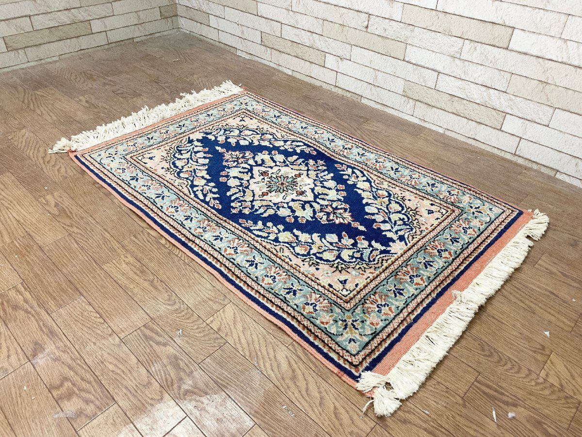 191×98㎝◇トルコヴィンテージラグ◇フローラルサーモンピンク1017