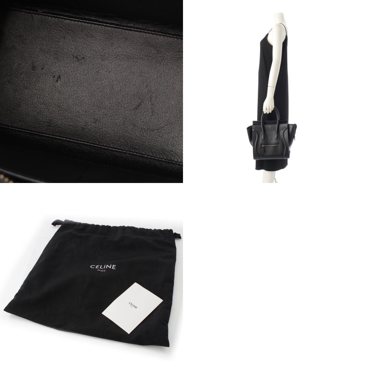 極美品✨セリーヌ　マイクロショッパー　ハンドバッグ　ラゲージ　ブラック　レザー CELINE 極 美品 希少品 セリーヌ ラゲージ マイクロショッパー