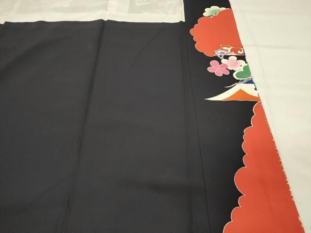 ■✨豪華お振り袖【黒地 扇面 花柄 金駒刺繍 銀彩 正絹】 成人式・結婚式 豪華振袖 駒刺繍 絞り 草花文 金彩 正絹 逸品 成人式 パーティー