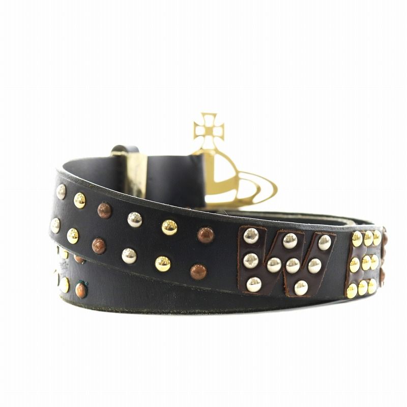 美品 ヴィヴィアンウエストウッドマン ビッグオーブ レザー ベルト Vivienne Westwood Line Orb Buckle Belt レザー ベルト