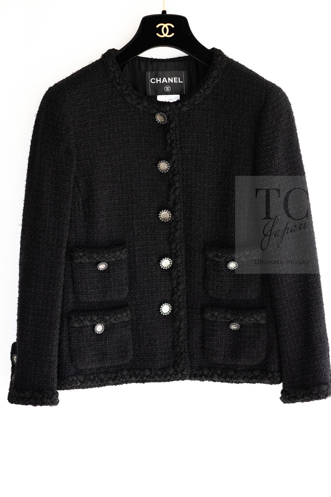 極美品　CHANELシャネル　リトルブラック　半ボタン　ジャケット　runway シャネル リトル ブラック ジャケット CHANEL ツイード ウール