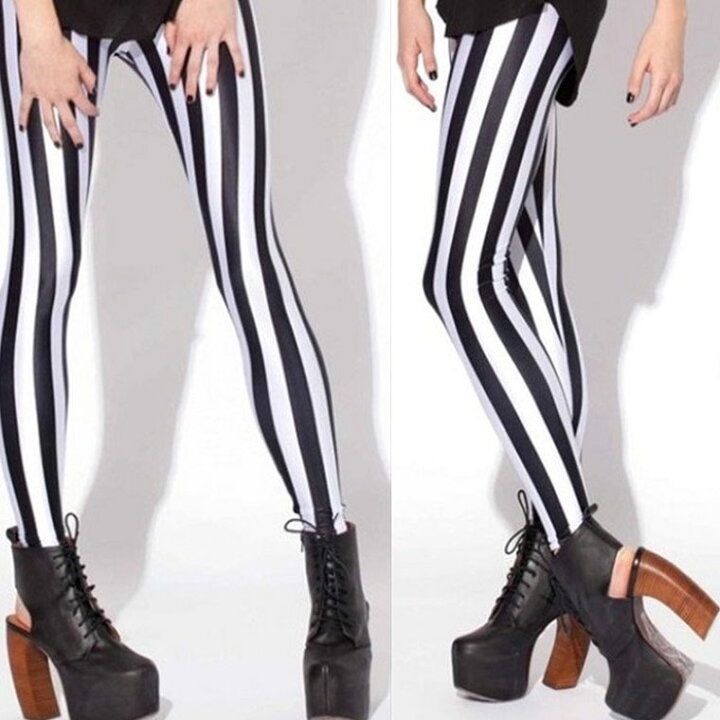 ストライプ柄レギンス レディース ストライプ 縦ボーダー ボーダー