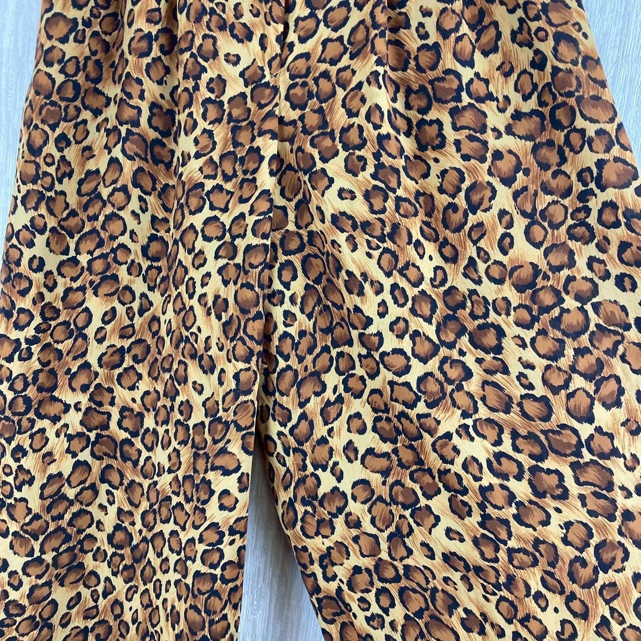 ワイドパンツ 総柄 レオパード 豹柄 アースカラー ブラウン Mサイズ 