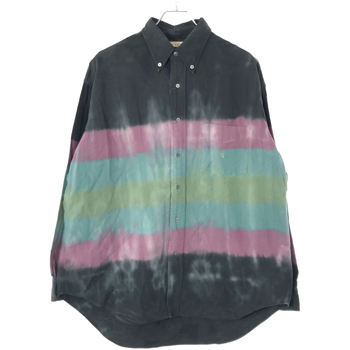 Graphpaper×FUTUR グラフペーパー×フューチャー 19AW Tie＆Dyed Oxford L/S B.D Box Shirt  タイダイオックスフォードシャツ GM194-50701 ネイビー系 2