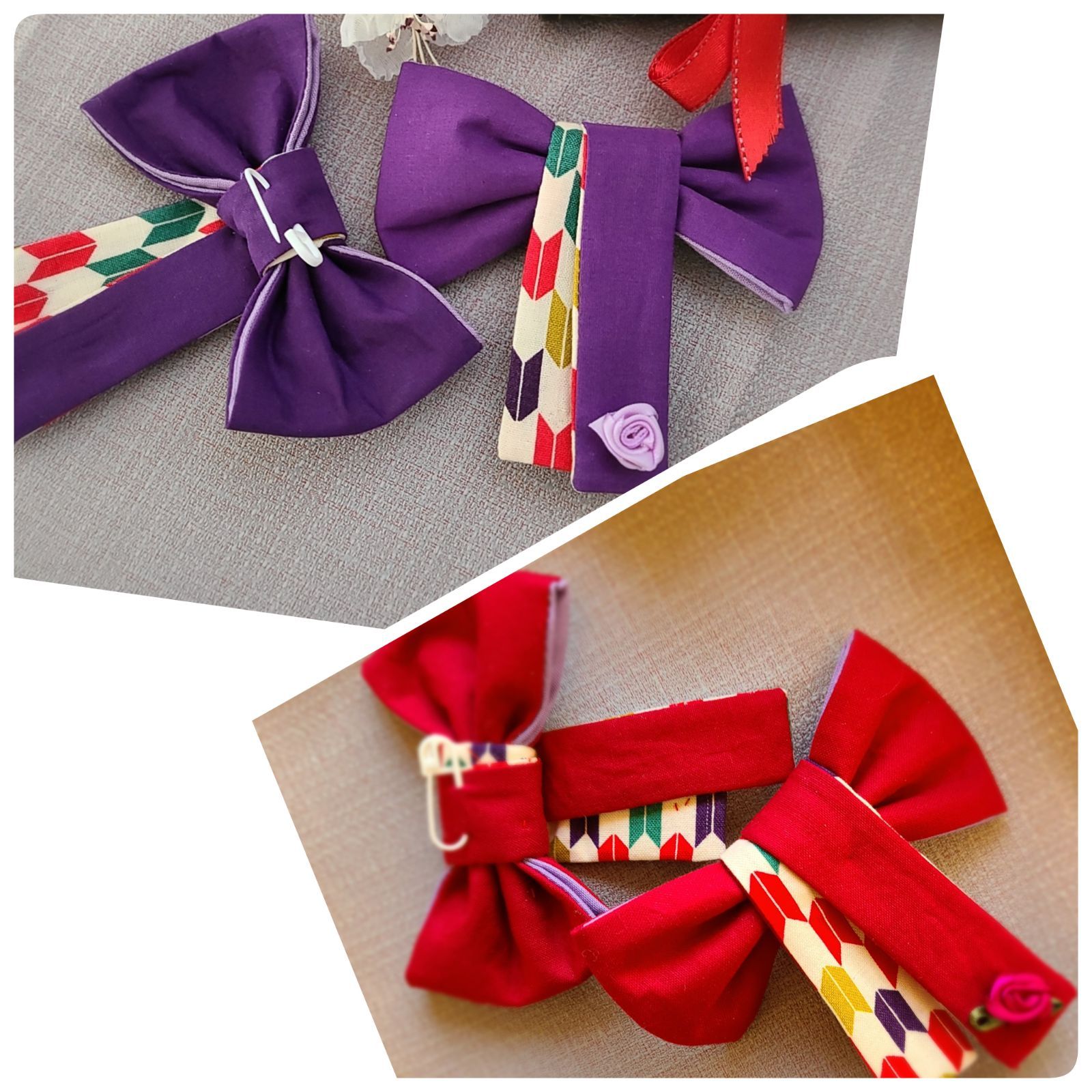 LOVOT ラボット服 【再販】はいからさん 袴風ワンピース紫/えんじ ハンドメイド