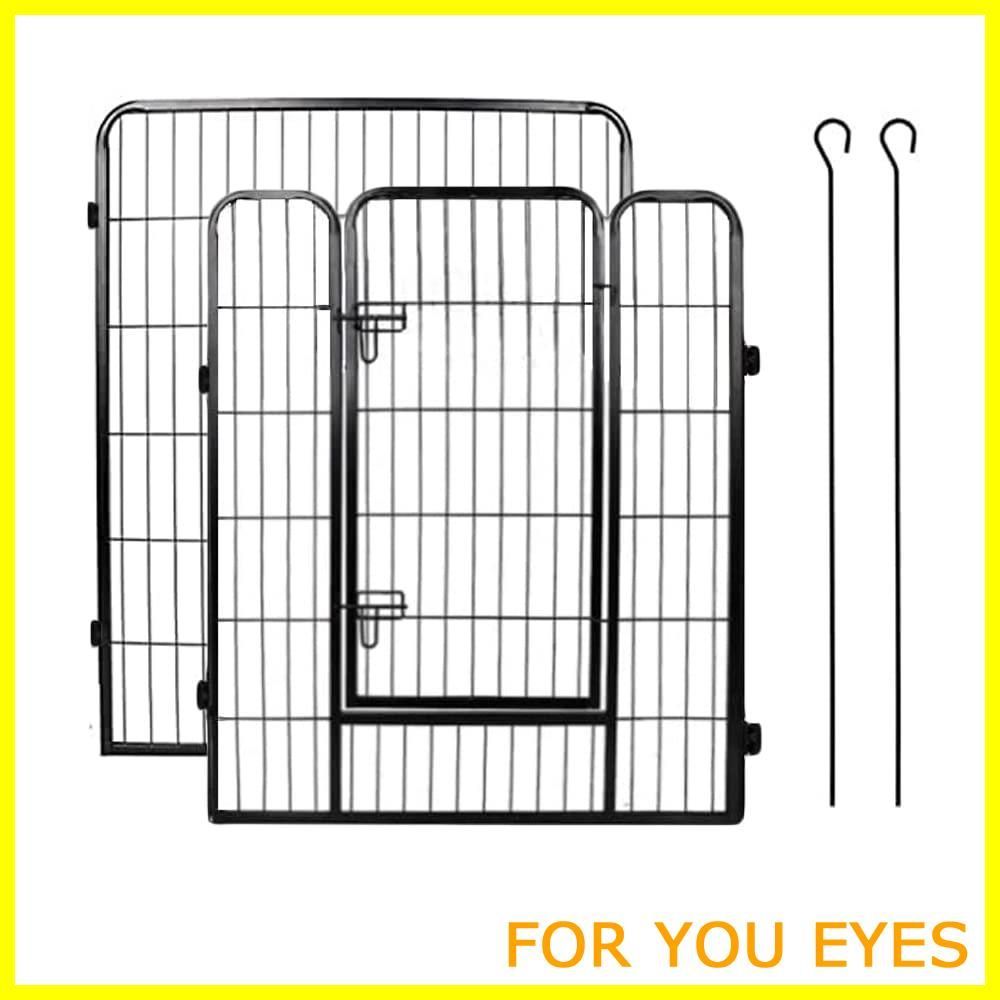 商品 DUDULIFE ペットフェンス 大型犬用 中型犬用 ペットケージ 折り畳み式 ペットサークル スチール製 複数連結 室内室外兼用 犬小屋 ペット用品 100X80cm-2枚