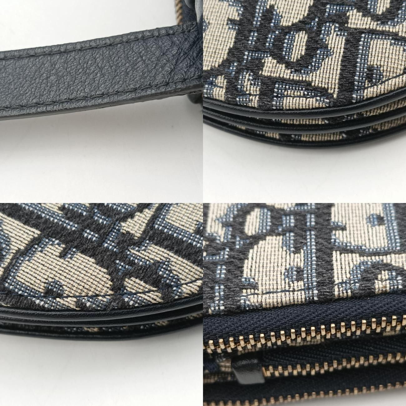 クリスチャンディオールChristian Diorサドルグレー×ネイビージャガード12-MA-1119