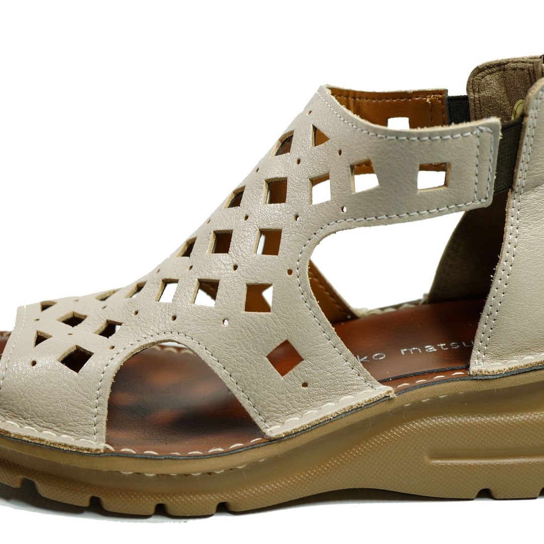 サンダル レディース 22 ベージュ 厚底 軽い 軽量 仕事 通勤 旅行 本革 yuriko matsumoto ユリコ マツモト KIN-KAAI_COM