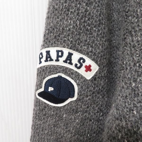 wnc パパス プラス PAPAS PLUS ニット セーター M グレー ワッペン
