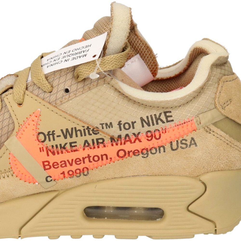 NIKE (ナイキ) ×OFF WHITE THE 10:NIKE AIR MAX 90 オフホワイト エアマックス90 ローカットスニーカー  パラシュートベージュ US8/26cm AA7293-200