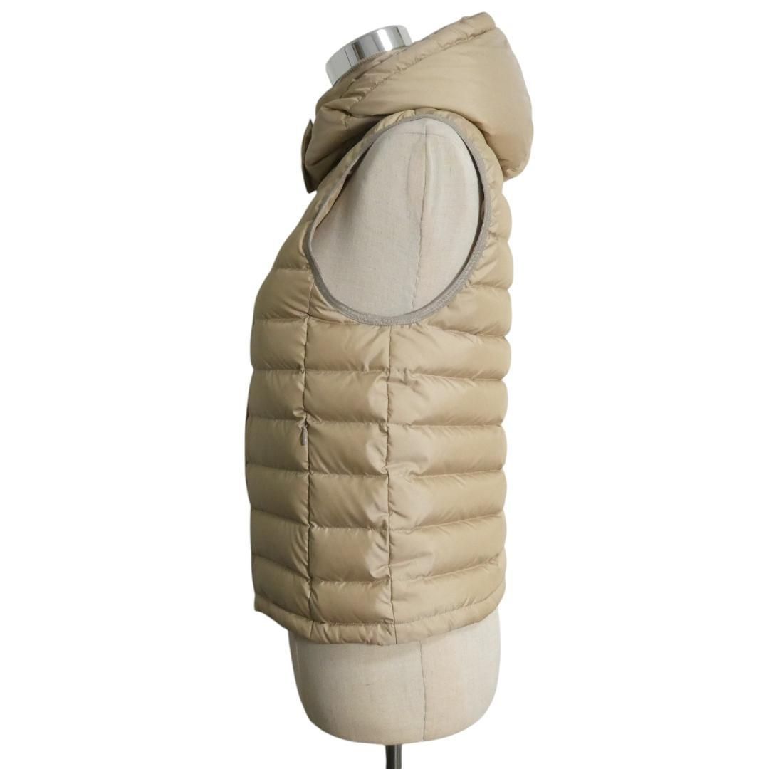 極美品 DOUBLE STANDARD CLOTHING ダブルスタンダードクロージング タフタ ダウンベスト 2WAY フード ストレッチ ベージュ サイズ36 レディース