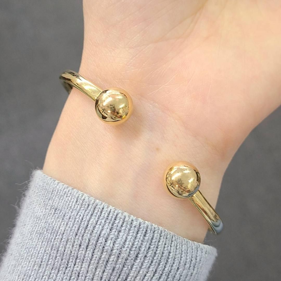 磁気入り K18 yg ブレスレット オープン バングル 18金 イエロー 