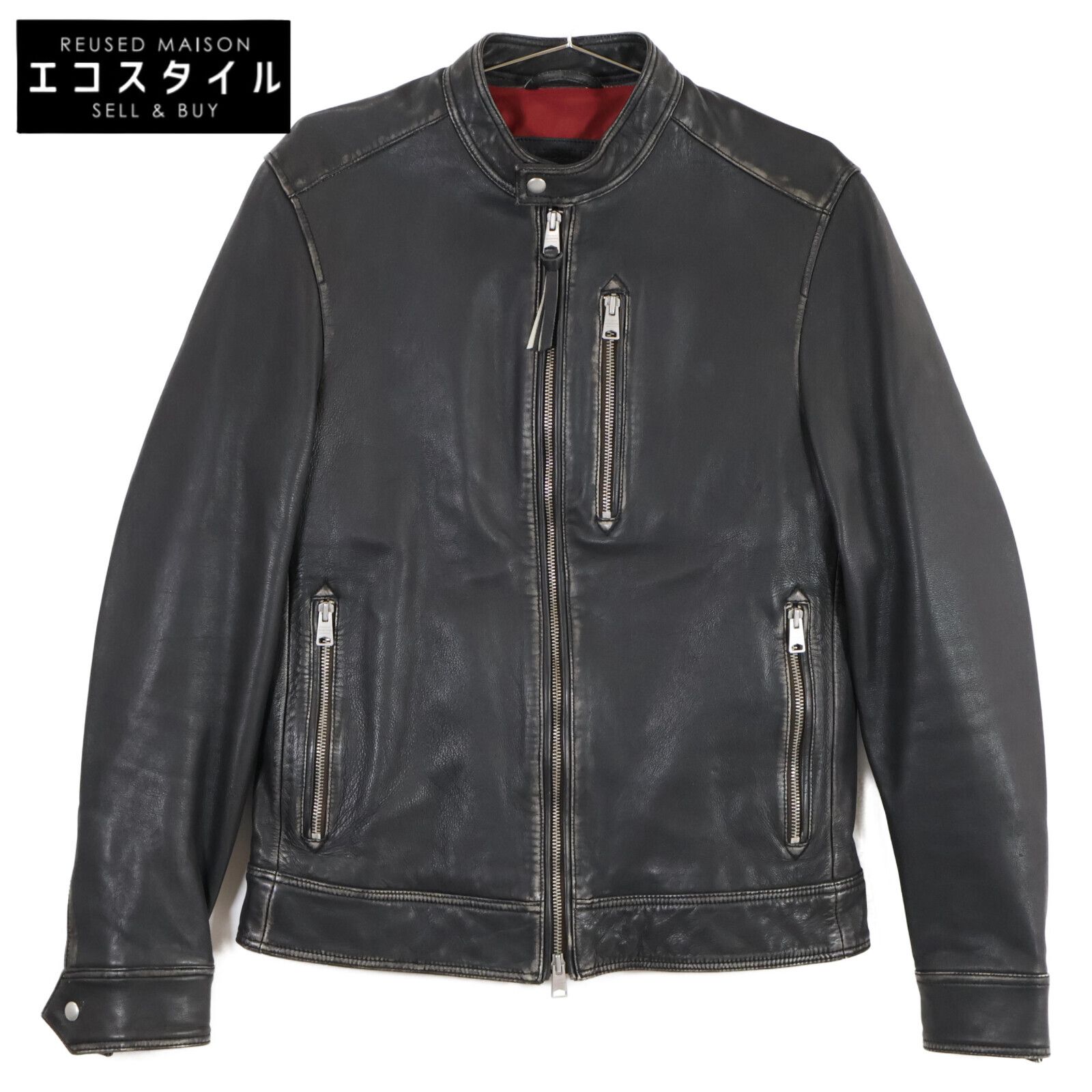 ALLSAINTS オールセインツ ヴィンテージ加工 ラムレザージャケット 羊革 ALLSAINTS オールセインツ ヴィンテージ加工 ラムレザー