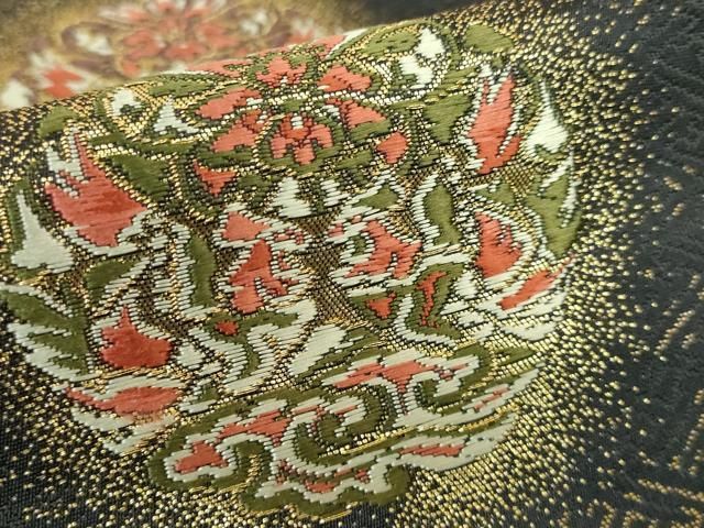 平和屋着物■極上　西陣の名門　加納幸謹製　六通柄袋帯　唐織　向かい鳥花文　金糸　逸品　DZAA7437kh5 平和屋着物□極上 西陣の名門 加納幸謹製 六通柄袋帯 唐織 向かい鳥花