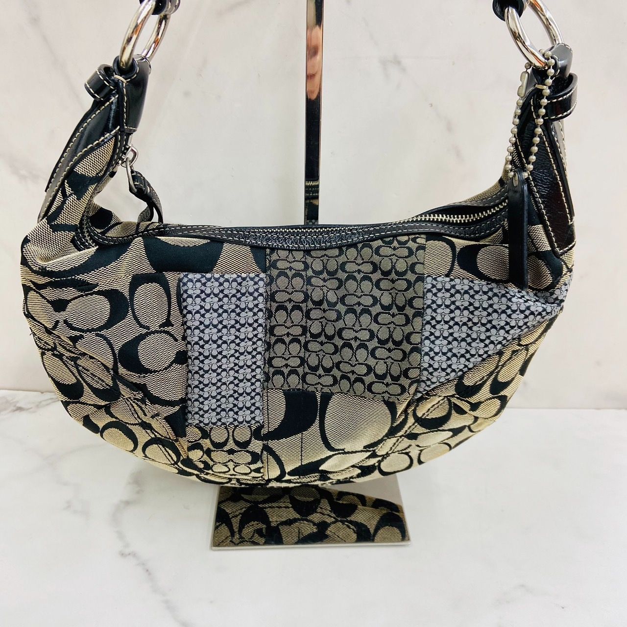 美品 COACH ワンショルダー ソーホー パッチワーク F12315 ブラック 