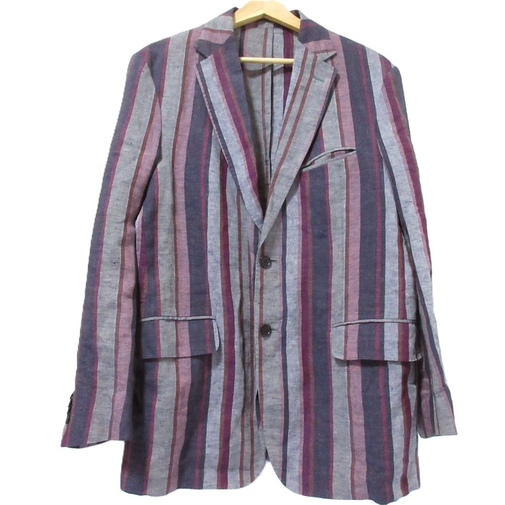 良品 ETRO エトロ ストライプ柄 リネン100％ シングル テーラード