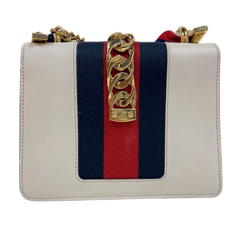 グッチ GUCCI シルヴィ ミニチェーンショルダーバッグ 431666 アイボリー ゴールド金具 レザー キャンバス レディース ショルダーバッグ