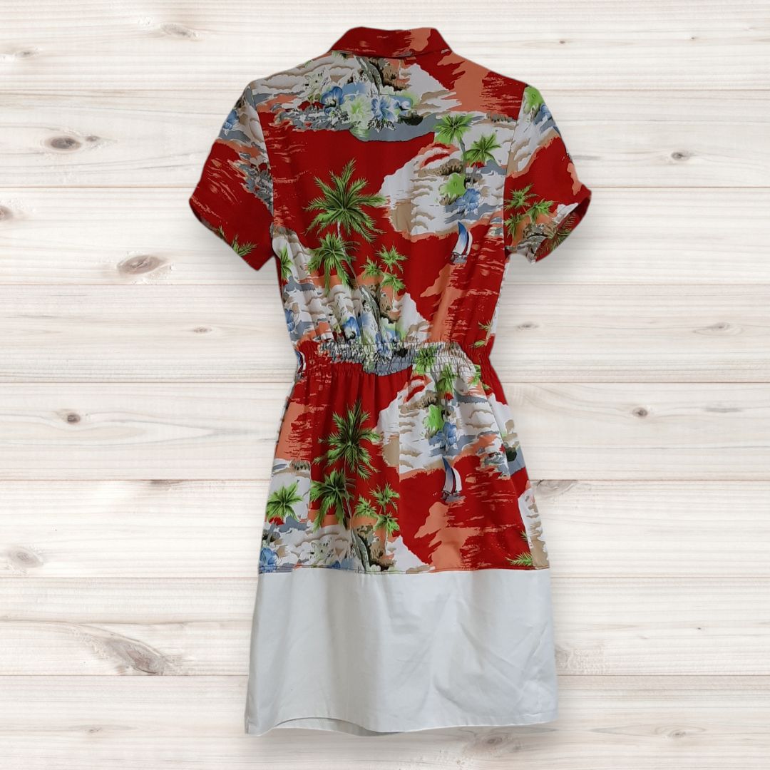 C1400 Nouveau Couture ひざ丈ワンピース 半袖 S 総柄 柄もの WWW_MORNINGWALKER_COM