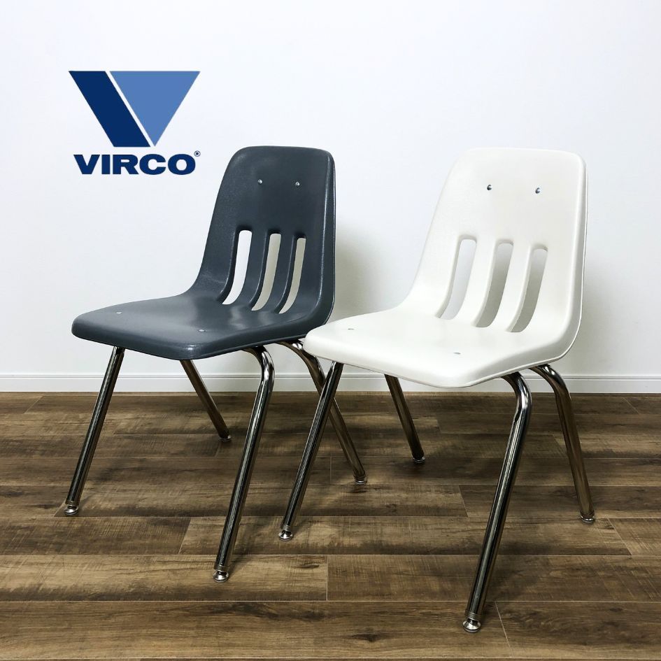 VIRCO 9000 Chair バルコ スタッキングチェア 9000 アッシュブルー×ライトグレー 2脚SET - メルカリ