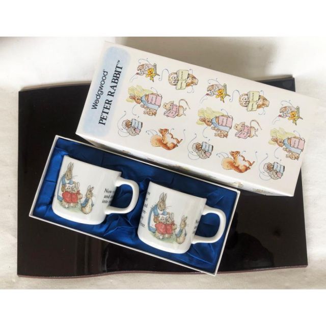 ウェッジウッド Wedgwood ピーターラビット 旧刻印 英国製 ビーカー マグカップ 2客 ペアー 箱入り