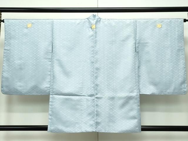 平和屋着物□極上 男性 袴下着物 紋付き羽織セット 花菱地紋 青磁鼠色  