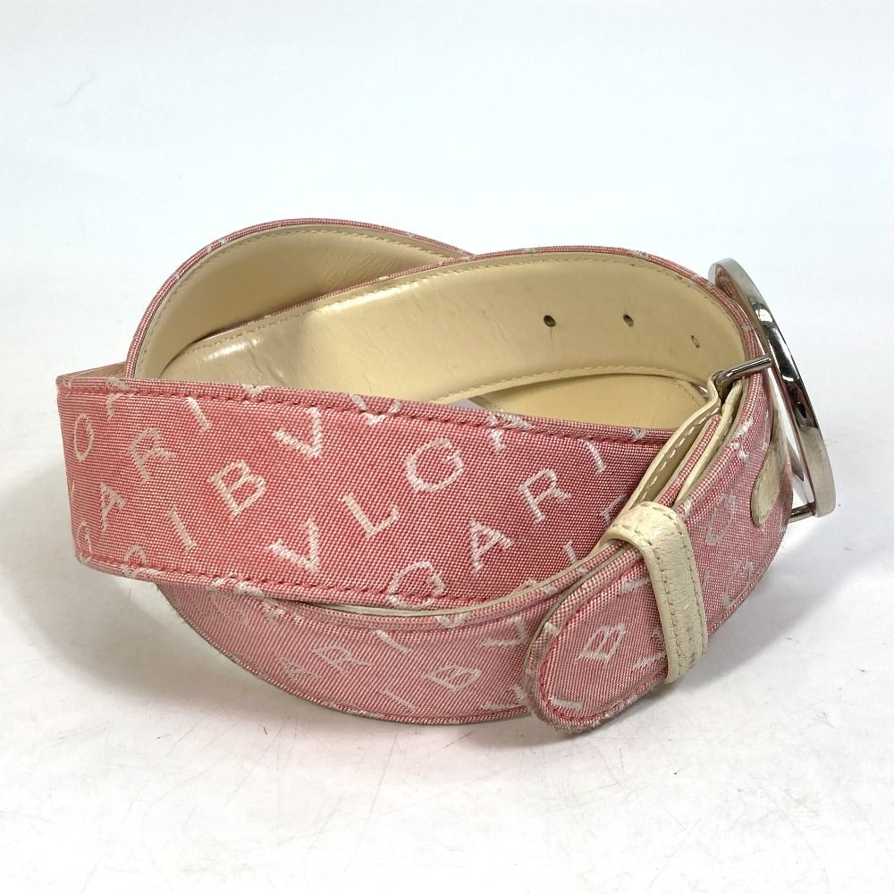 極美品　BVLGARI ロゴマニア ベルト レザー　キャンバス　ピンク ブルガリ ロゴマニア ブルガリブルガリ ベルト レザー