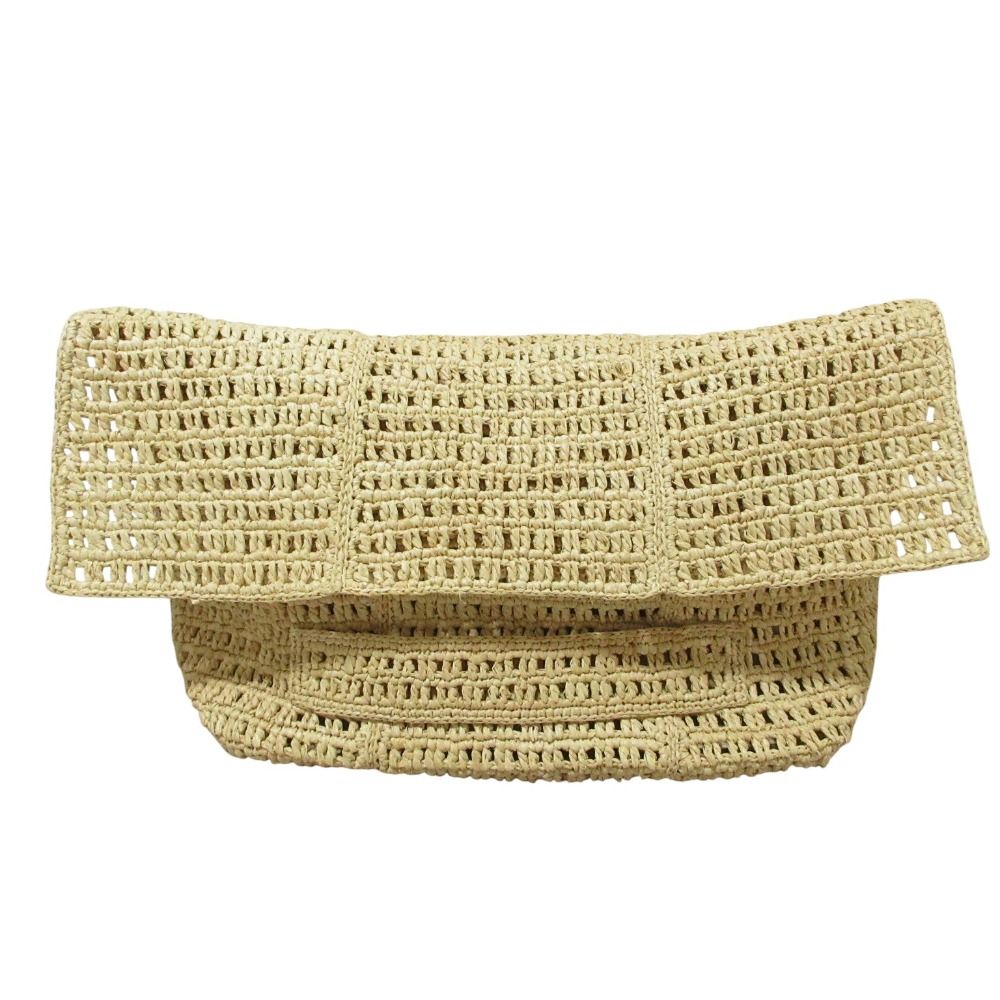 使いやすさ Maison N.H Paris メゾンエヌアッシュパリ Raffia UMA Clutch Bag ラフィア クラッチバッグ ナチュラル レディース 古着 ☆安心の全品国内発送！