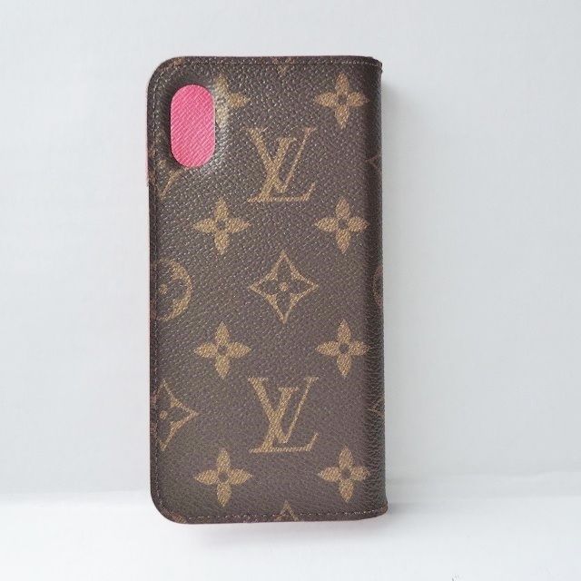 LOUIS VUITTON(ルイヴィトン) 携帯電話ケース モノグラム IPHONEXフォリオ M63444 ローズ iPhoneケース/イニシャル刻印  - メルカリ