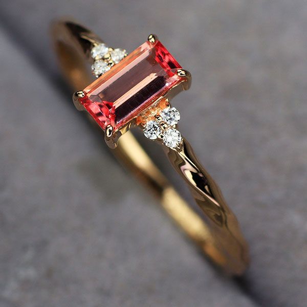 新品 K18PG ナイジェリア産ヴェイリネナイト ダイヤモンド リング  