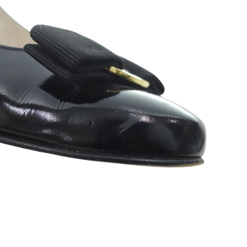 サルヴァトーレ　フェラガモエナメルリボン ヴァラパンプス FERRAGAMO フェラガモ エナメル パンプス リボン レディース
