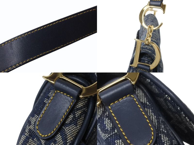 CHRISTIAN DIOR クリスチャンディオール トロッター サドルバッグ ワンショルダーバッグ サドルポーチ ネイビー 美品 中古 4b008665 Christian Dior - CHRISTIAN DIOR クリスチャンディオール トロッター