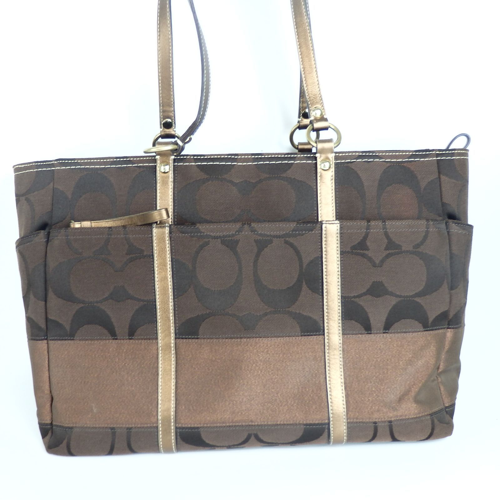 COACH】コーチ シグネチャー 総柄 トートバッグ ブラウン 10838 レザー 