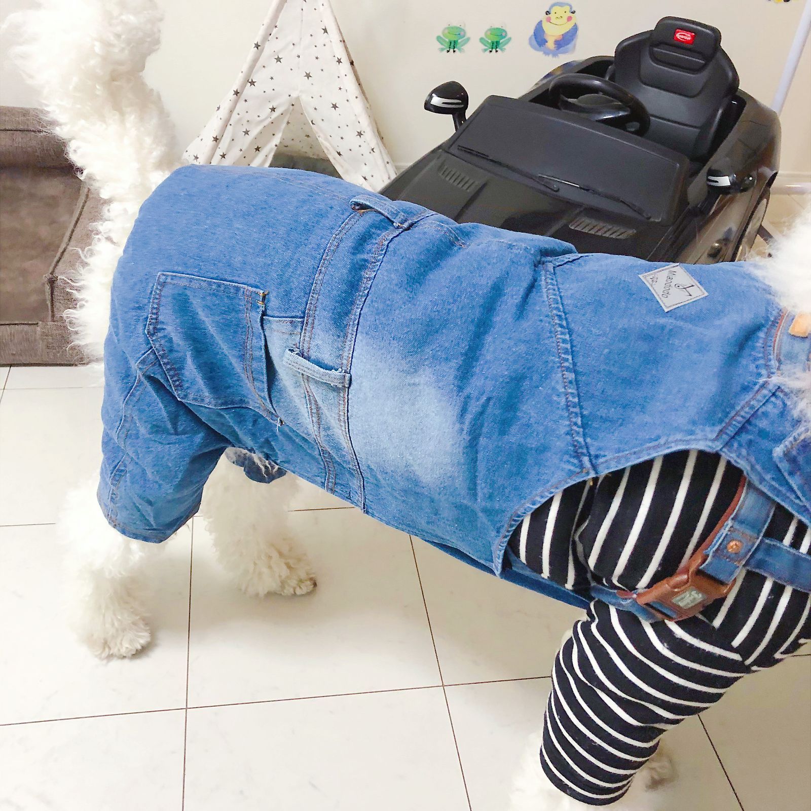 ペット用】大型犬用ペット服デニムオーバーオール - メルカリ